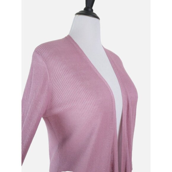 Eileen Fisher Size M Organic Linen Tencel Open Cardigan Fine Knit Rose Quartz - Picture 7 of 10